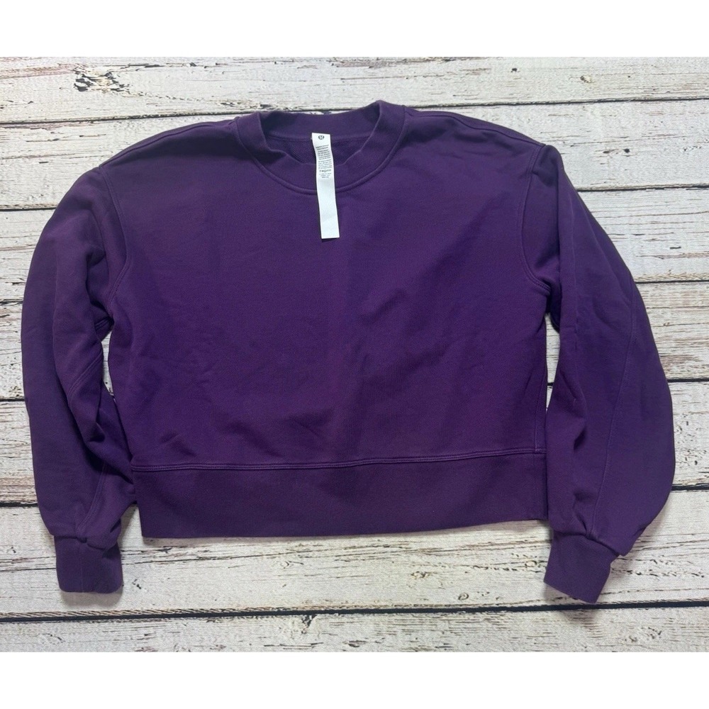 Lululemon Sweatshirt Dark Purple Solid Perfectly Oversized Cropped Crew 2